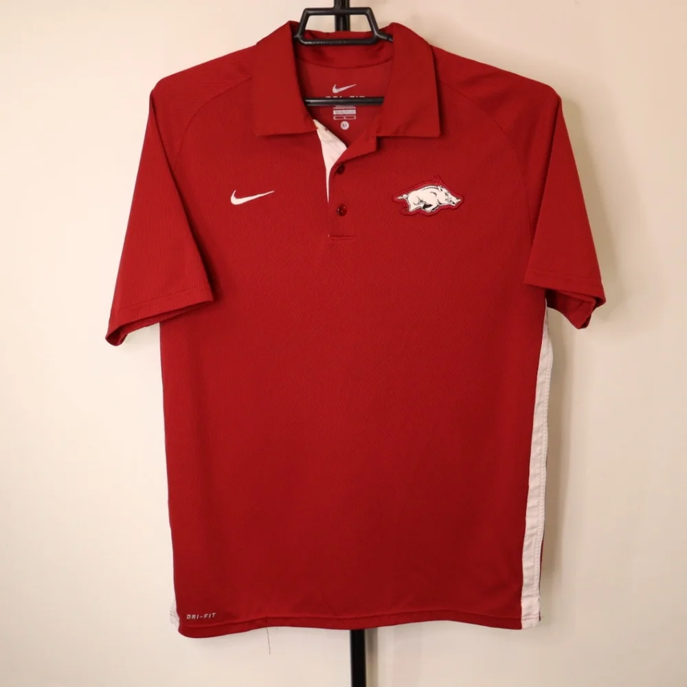 Nike Arkansas Razorbacks Golf Polo Short Sleeve Shirt Size M Mens